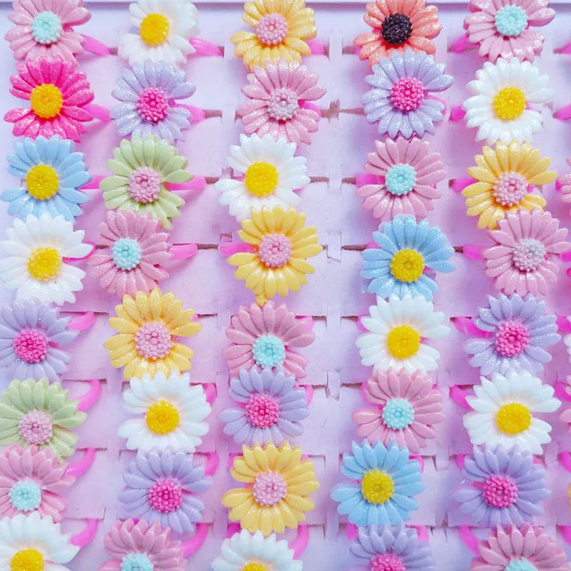 10pcs/lot Children's Cartoon Rings Candy Flower Animal Bow Shape Ring Set Mix Finger Jewellery Rings Kid Girls Toys Anillo