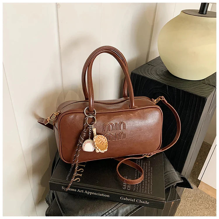 2025 new high-end luxury designer Boston handbag female niche retro fashion all-match pillow bag shoulder messenger bag trend