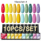10PCS/Set Gel Nail Polish Set 125 Colors Glitter Semi Permanent Hybrid Gel Varnishes Base Top Coat Soak Off UV LED Nail Art Gel