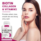 Hair Skin & Nails Vitamin Capsules - with Biotin and Collagen, Nutritional Supplement for Men and Women, Non-GMO, Gluten-Free