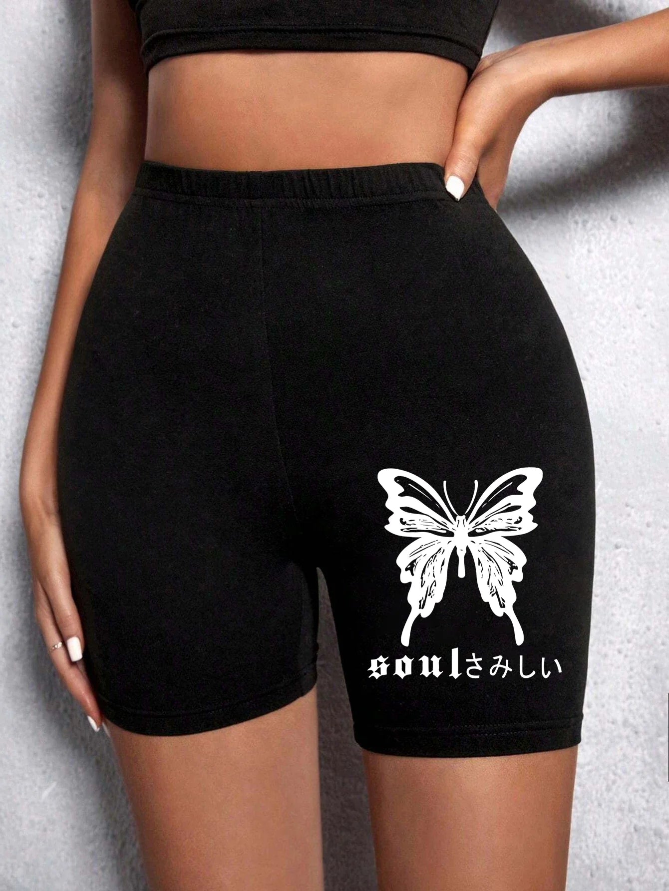 Casual Women Fitness Short Pantsbeautiful Dreamy Purple Butterfly Prints Leggings Short High Elastic Soft Thin Female Sportswear