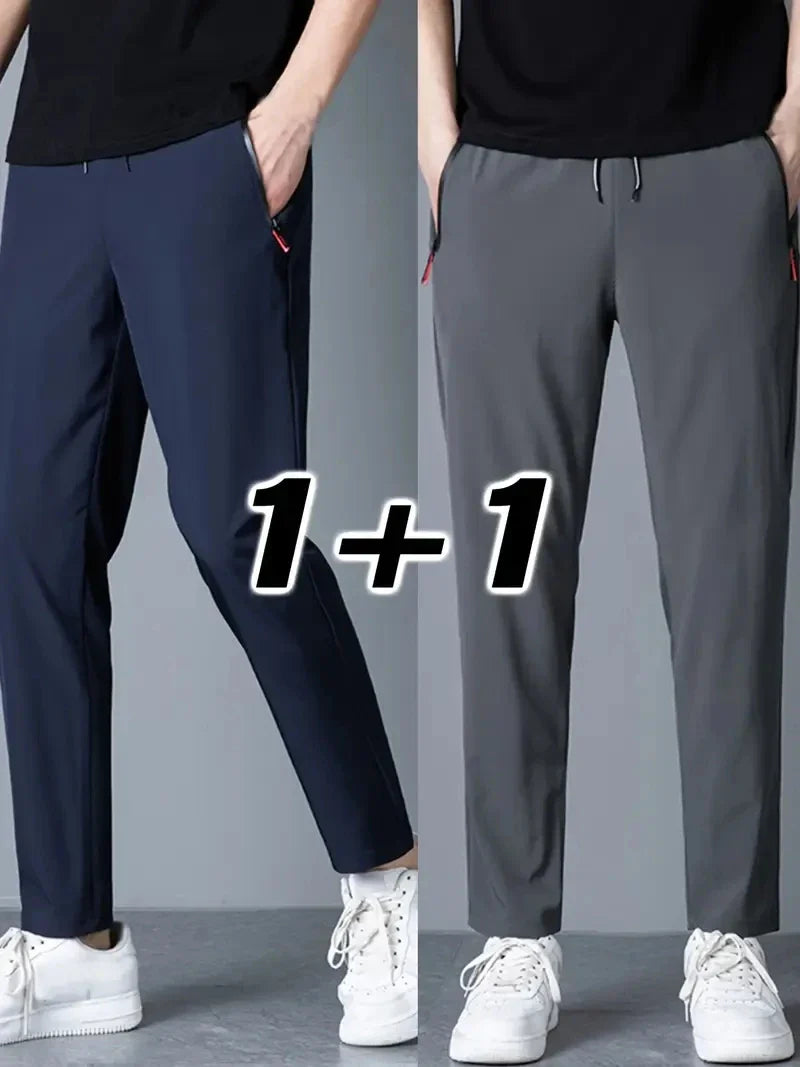 2 Pieces Men's Casual Pants Stretch Elastic Waist Jogger Korean Classic Blue Black Gray Male Brand Trousers Plus Size