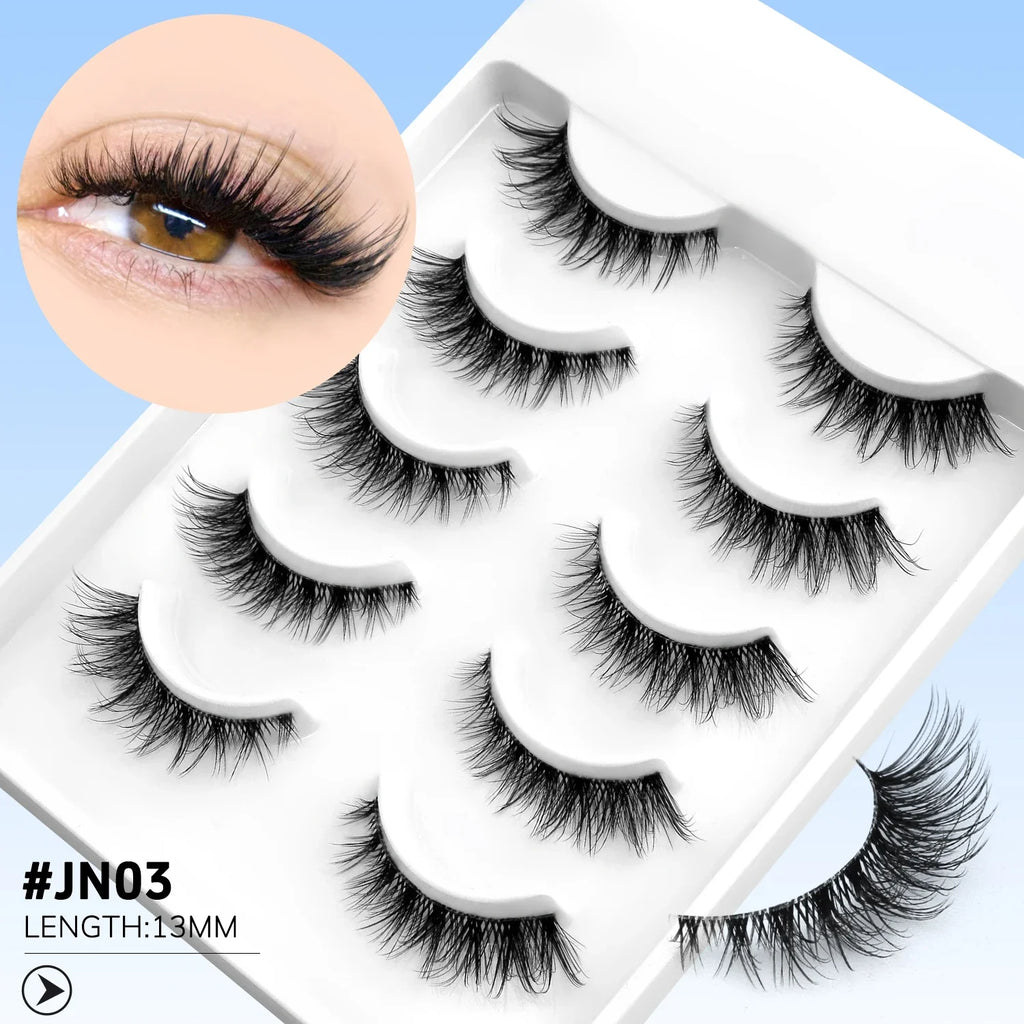 GROINNEYA Cat Eye Lashes Natural Fluffy False Lashes With Winged Ends For Extended Natural Look Soft Clear Stem Lashes Makeup