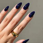 Almond Mid-length Black Fake Nail Solid Color Press on Nails Simple Full Cover Artificial Nail For Girls Nail Extension 24Pcs