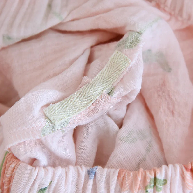 2025 New Summer Women's Pajama Set 100% Cotton Suspenders+Shorts with Chest Pads Two Piece Set of Ladies Flower Home Furnishings