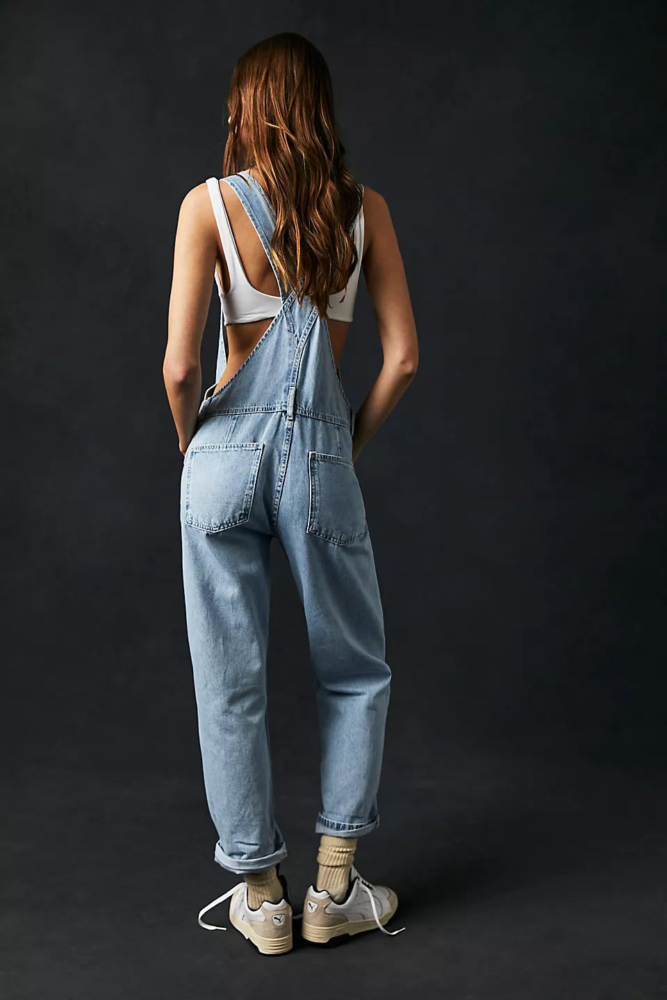 Casual Women Summer Vintage Retro Denim Long Jumpsuit Spaghetti Strap Straight Romper Pants Baggy Bib Overalls Jumpsuits