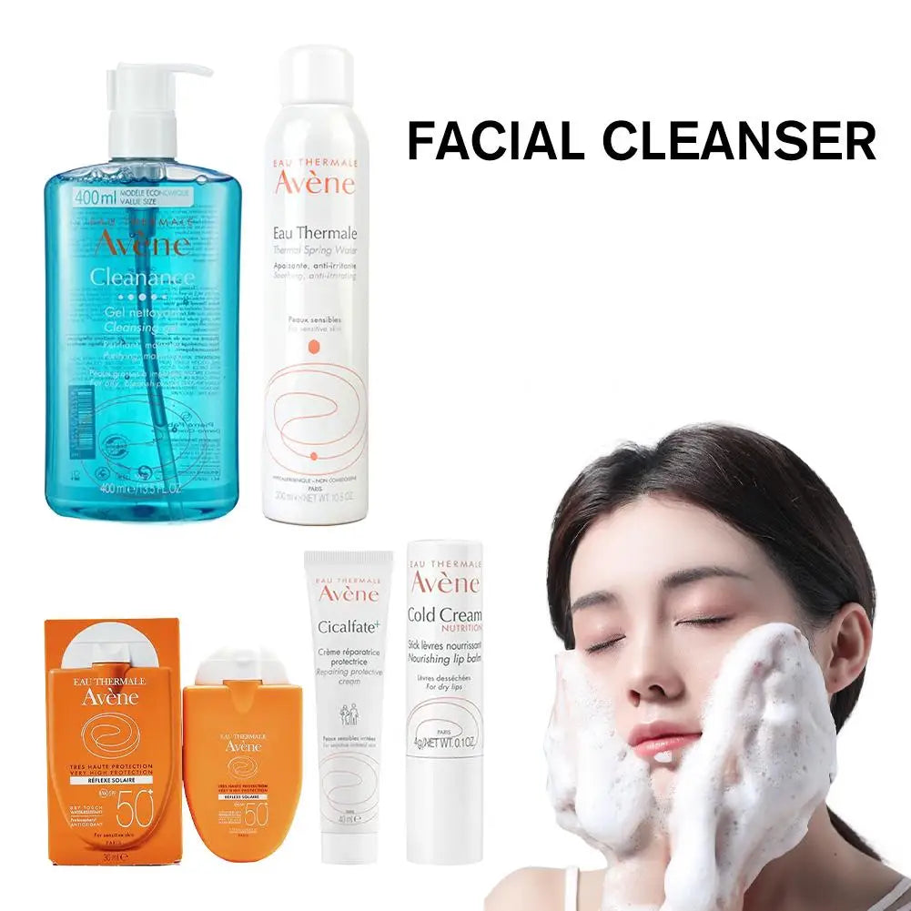 Avene Deep Cleansing Facial Cleanser Removes Face Dirt Whitening Cold Cream SPF50+ Sunscreen Moisturizing Gel Skin Care Set