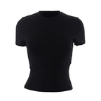 2024 Spring New Short Sleeve T-Shirt Women Solid Simple Casual Soft All-Match Hot Basic Crop Tops Tees Summer Fashion
