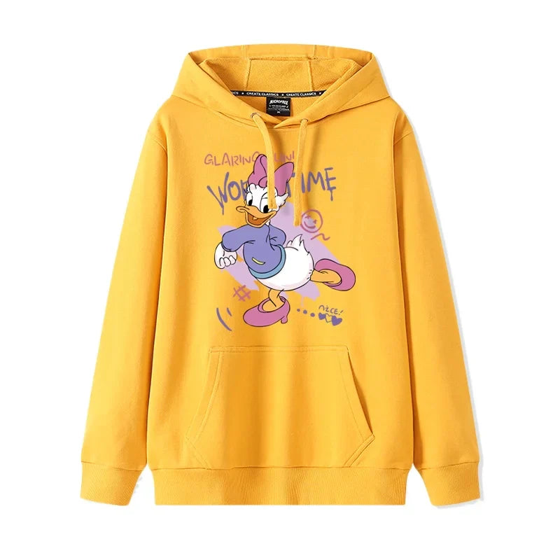 Donald Duck print pattern hooded men's and women's hoodies, trendy loose casual couple hoodies, hooded jacket, multiple colors