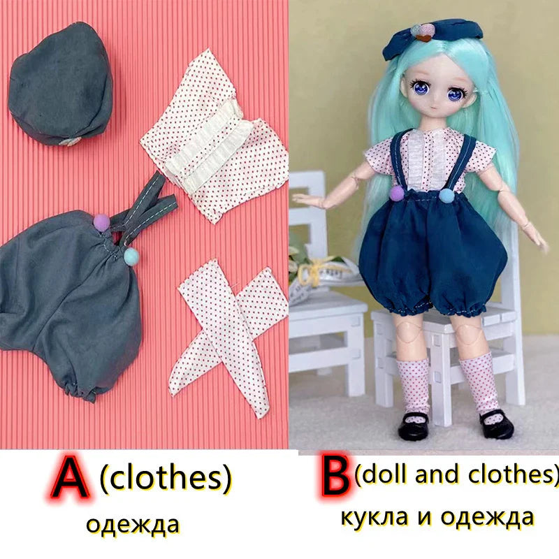 30cm Two-dimensional Doll Comic Face 1/6 Bjd Doll or Dress Up Clothes Children's Girl Birthday Gift Toys Kids Toys