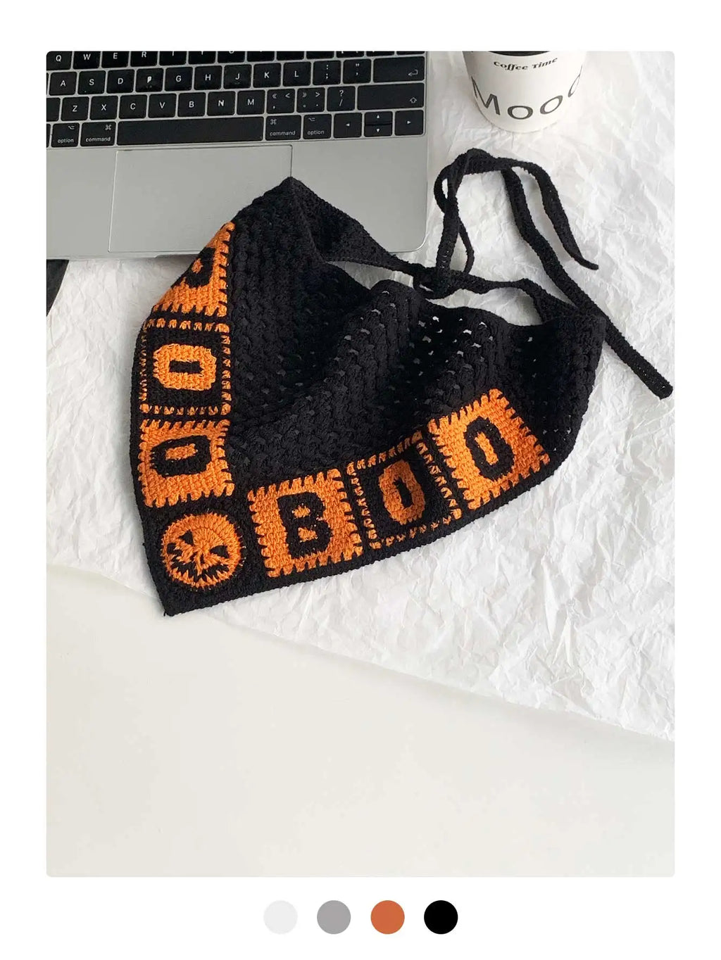 Halloween Costume Skeleton Ghost Bat Spider Web Personalized Knitted Crochet Headband Female Photo Photo Triangle Scarf Trendy