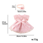 Cute PinkPrincess Doll Dress Set For 22 Inches Reborn Girl Doll Skirt+Hairband Bow Suit For 55Cm Baby New Born Girl Dolls TOy