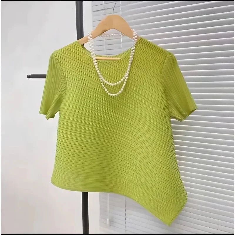2025 Fold Fashion Summer Shirts Short-Sleeved T Shirt Women's Sleeveless Vest Waistcoat Tops Loose Blouse Shirt Tee Female