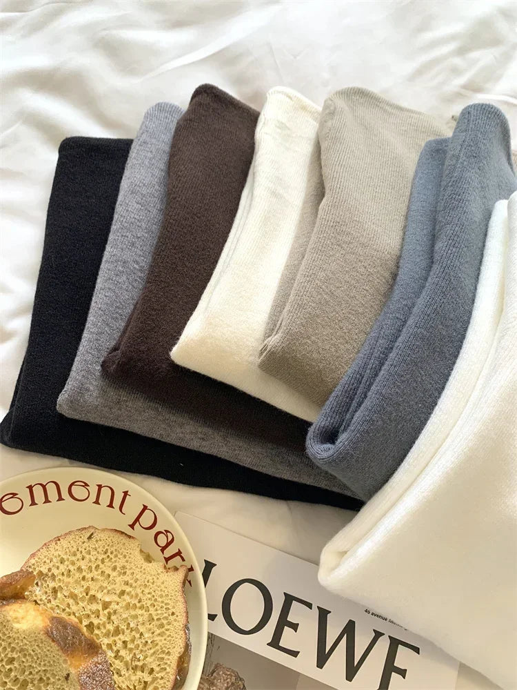 2025 Women Turtleneck Knitted Pullovers Solid Sweater Harajuku Korean Soft Warm Knitwear Autumn Winter Fashion Slim Jumpers Tops