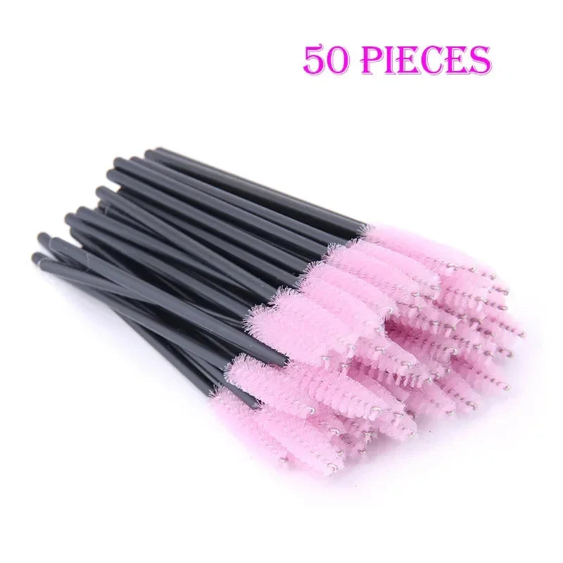 50pcs Grafted eyelashes Single color disposable eyelash brush Spiral eye Makeup Eyelash curler makeup brush cosmetic tools