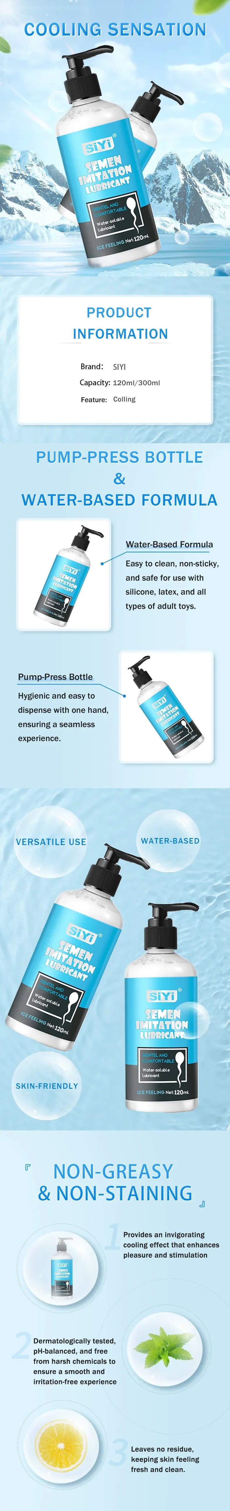 120ml/300ml Cooling Water-Based Lubricant for sex â€?Long-Lasting, Skin-Friendly, Non-Sticky,Toy-Safe,Easy Clean Lube for Couples