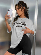 California West Coast City Letter Graphic T-Shirts Set Women New Soft Cotton 2 Piece Set Summer Shorts Elasticity Short Sleeve