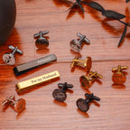 Custom Engraved Round Cufflinks & Tie Clip Set Stainless Steel Anniversary Wedding Birthday Groomsmen Gift for Father Husband