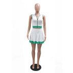 CM.YAYA Women's Set Sleeveless V-neck Vest  + Pleated Skirts 2025 Summer Cute Street Beach Two 2 Piece Sets Outfits Tracksuit