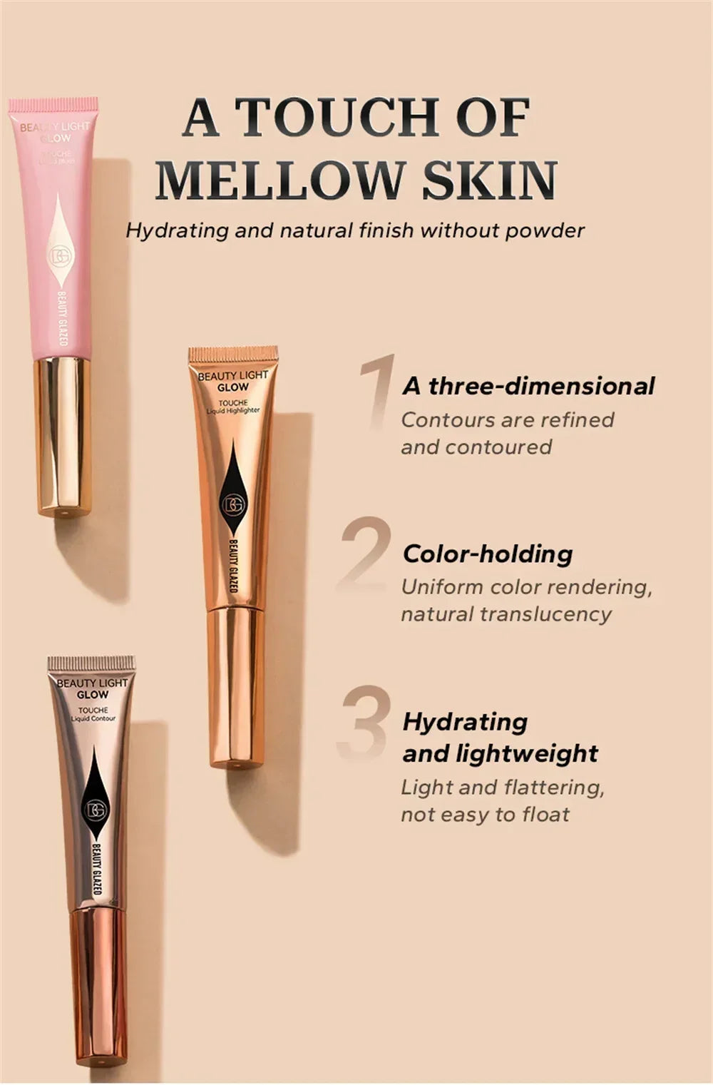 BEAUTY GLAZED 7 Colors Liquid Blush Stick Highlighter Multi Functional Make Up Pen Lip Cheek Waterproof Lasting Cosmetic