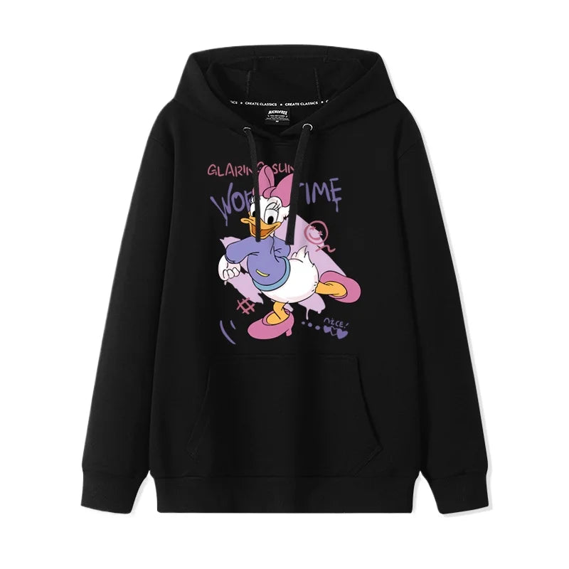 Donald Duck print pattern hooded men's and women's hoodies, trendy loose casual couple hoodies, hooded jacket, multiple colors