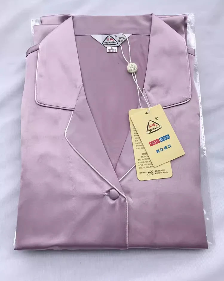 100% Pure Silk Women's Classical Pajama Set Sleepwear Nightgown M L XL YM007