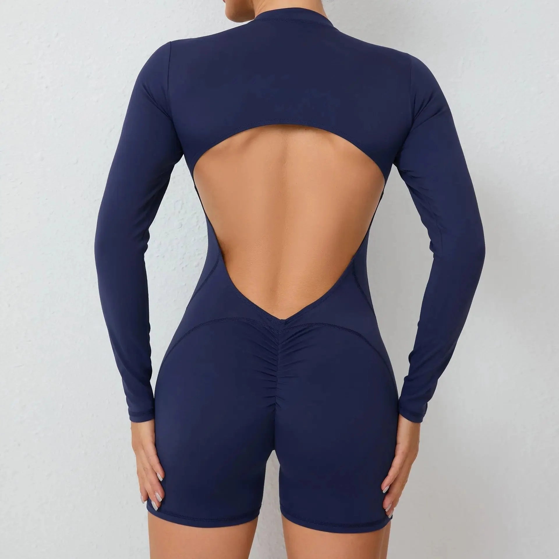 2025 Pad Zipper Long Sleeve Yoga Set Women One Piece Jumpsuit Gym Workout Shorts Fitness Bodysuit Sports Athletic Suit XP358