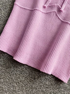 2024 Solid Color Ribbed Knotted Tank Top Casual Round Neck Tank Top For Spring & Summer Women's Clothing Knit Crop Top