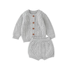 Baby Clothes Sets Cotton Knitted Newborn Boys Girl Sweater Long Sleeve +Pants Autumn Infant Children Cardigan +Shorts 0-18M 2PCS