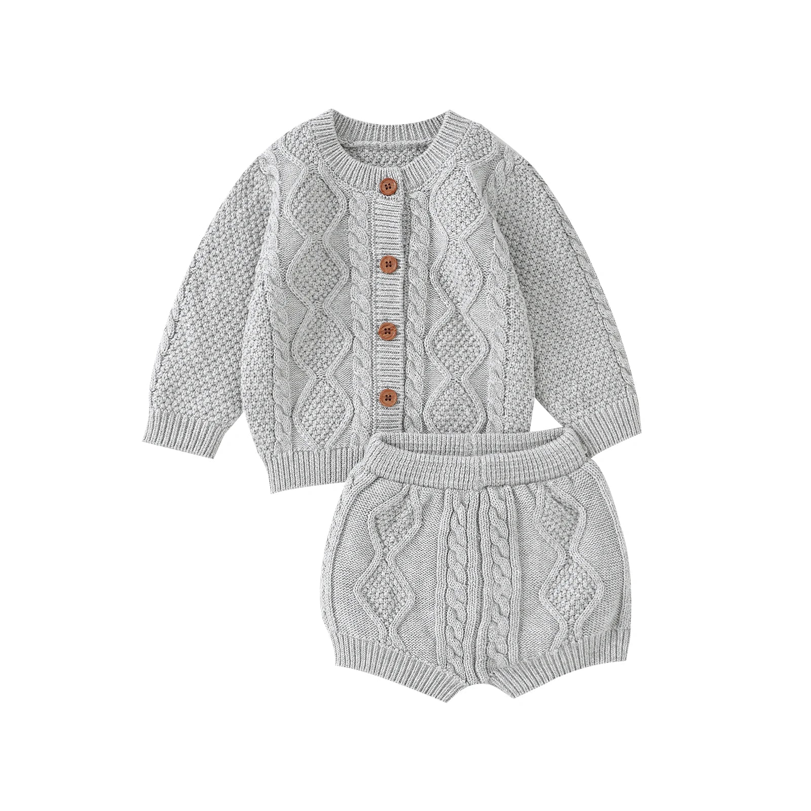 Baby Clothes Sets Cotton Knitted Newborn Boys Girl Sweater Long Sleeve +Pants Autumn Infant Children Cardigan +Shorts 0-18M 2PCS