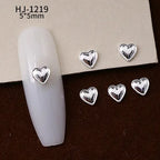 20PCS 3D Glossy Gold Silver Metallic Love Heart Various Crook Frame Solid Alloy Nail Art Rhinestones Decorations Manicure Charms