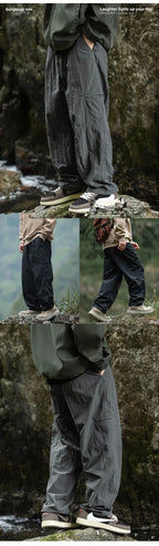 Autumn Cargo Pants Men 2024 100% Nylon Safari Style Solid Double Side Pockets Men Pants Outdoors Tourism Men Clothes