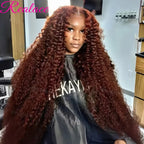 13X4 Chocolate Brown Curly Lace Front Wigs Colored 100% Human Hair Wigs Pre Plucked Deep Wave 13X6 Hd Lace Frontal Brazilian Wig