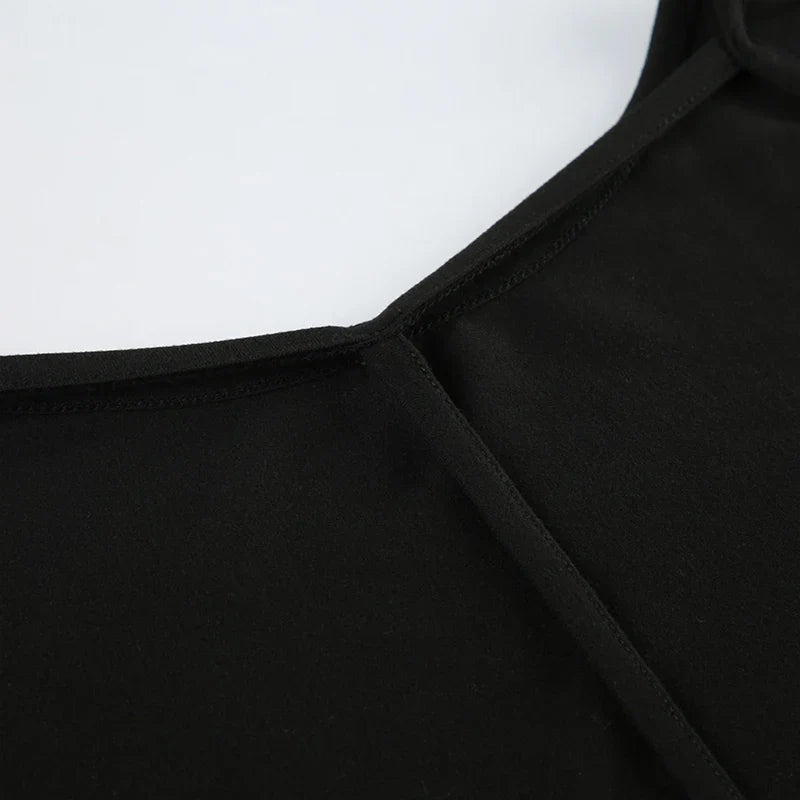 Backless Chic Fashion Skinny Sexy Long Sleeve Short Dress Women Rave Baddie Clubwear Black Solid Party Dresses