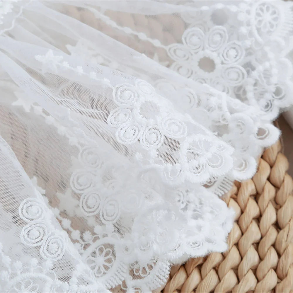 1Pair Detachable Cuffs Lace Flower Mesh Fake Flared Sleeves Double Layer Pleated Ruched False Cuffs Sweater Blouse Wrist Warmers