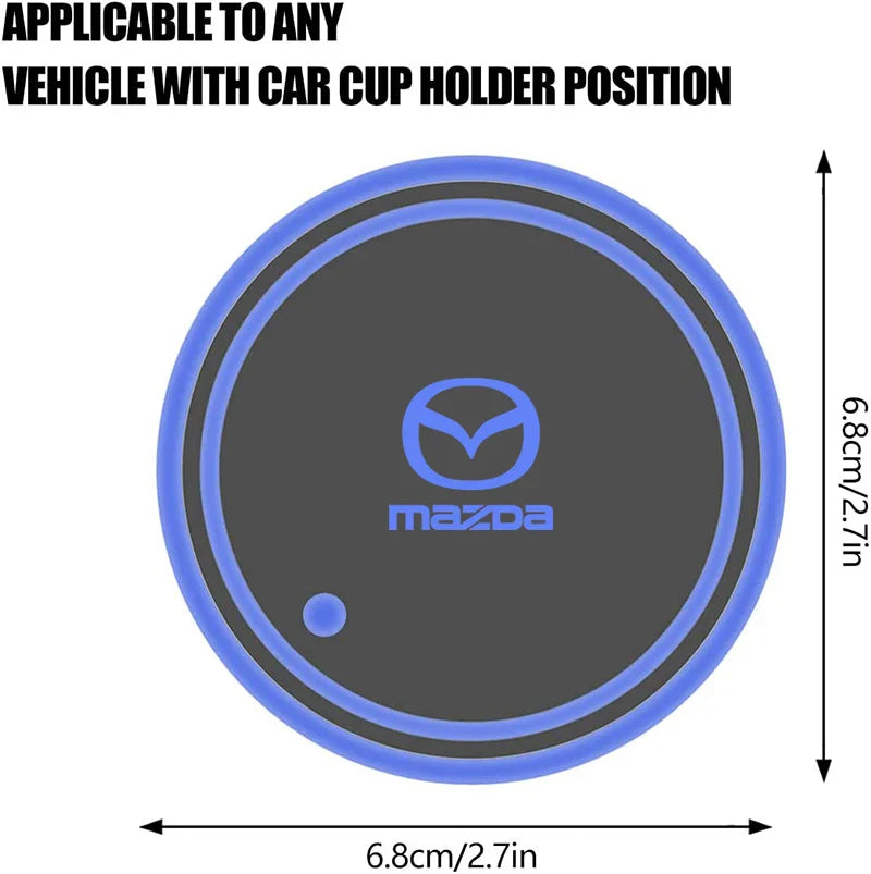 2PCS Car LED Water Cup Mat Drink Holder For Mazda MS Speed CX4 Atenza Axela MX5 CX7 CX5 CX9 RX8 CX30 Bt50