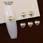 20PCS 3D Glossy Gold Silver Metallic Love Heart Various Crook Frame Solid Alloy Nail Art Rhinestones Decorations Manicure Charms