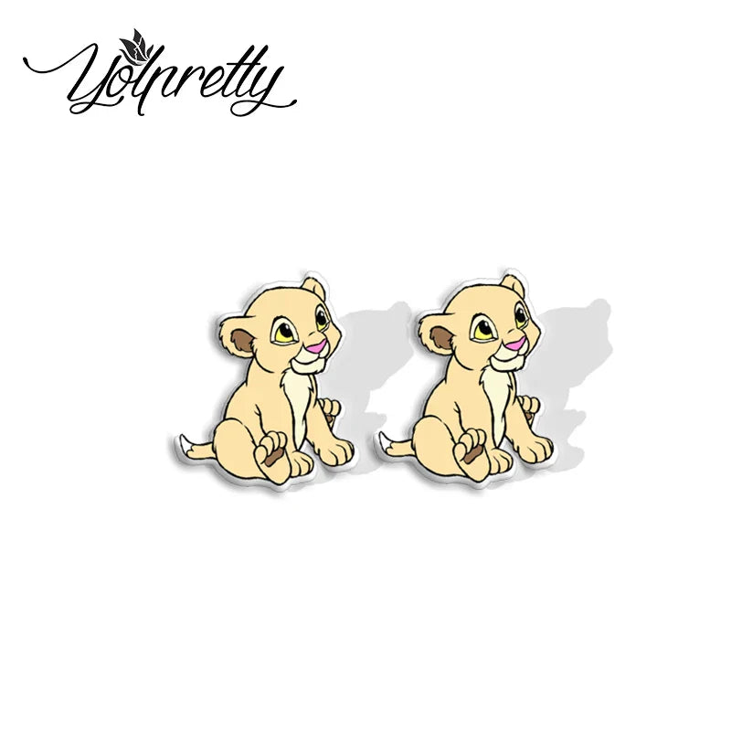 2024 New Lion King Little Lion Simba and Friends Epoxy Handcraft Acrylic Stud Earrings