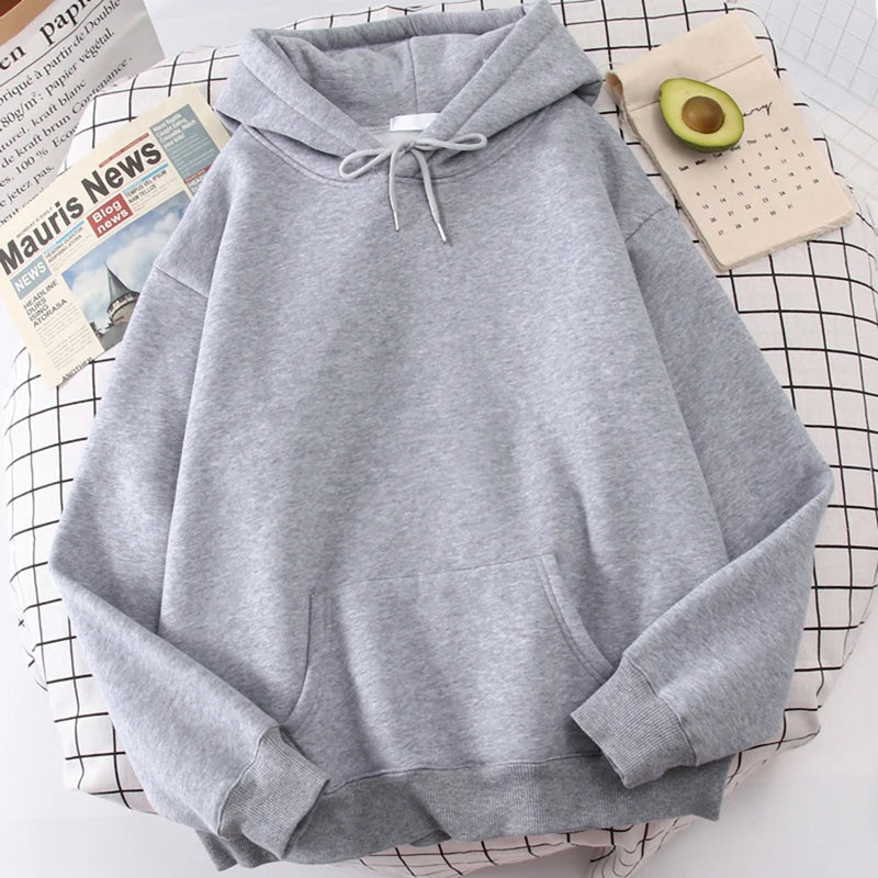 Autumn Casual Women's Solid Hoodie Comfortable Strecth Sweatshirts Loose Pocket Warm Clothes Fashion Street Female Pullovers