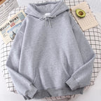 Autumn Casual Women's Solid Hoodie Comfortable Strecth Sweatshirts Loose Pocket Warm Clothes Fashion Street Female Pullovers