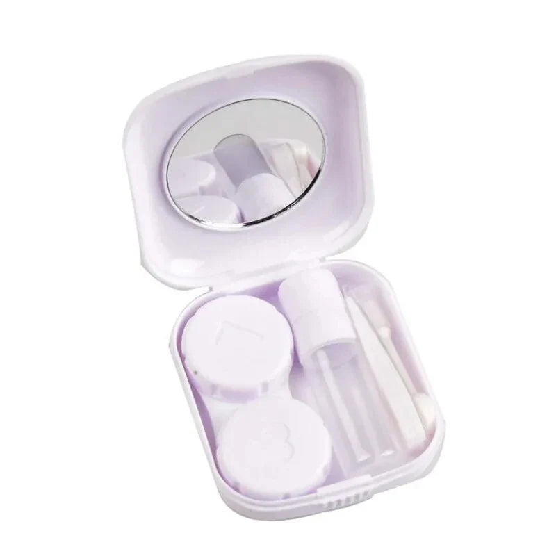 1pcs Mini Square Contact Lens Case with Mirror for Women Colorful Lens Box Eye Container Lovely Travel Kits