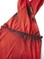 Combhasaki Womens Summer Beachwear Y2K Halter Deep V-Neck Sleeveless Backless Flower Tie-dye Print Bodycon Slim Short Mini Dress