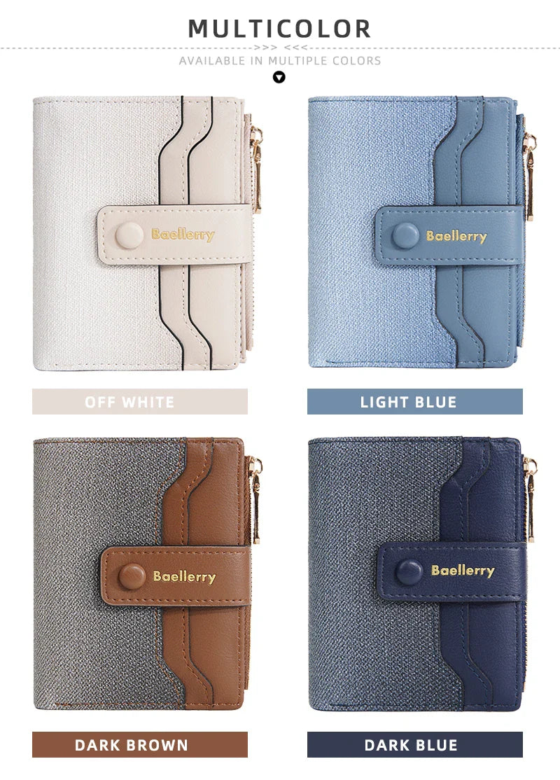 Baellerry High Quality Women Wallets New Simple Short Card Holde Brand Female Purse Photo Holder Coin Pocket Zipper Women Wallet