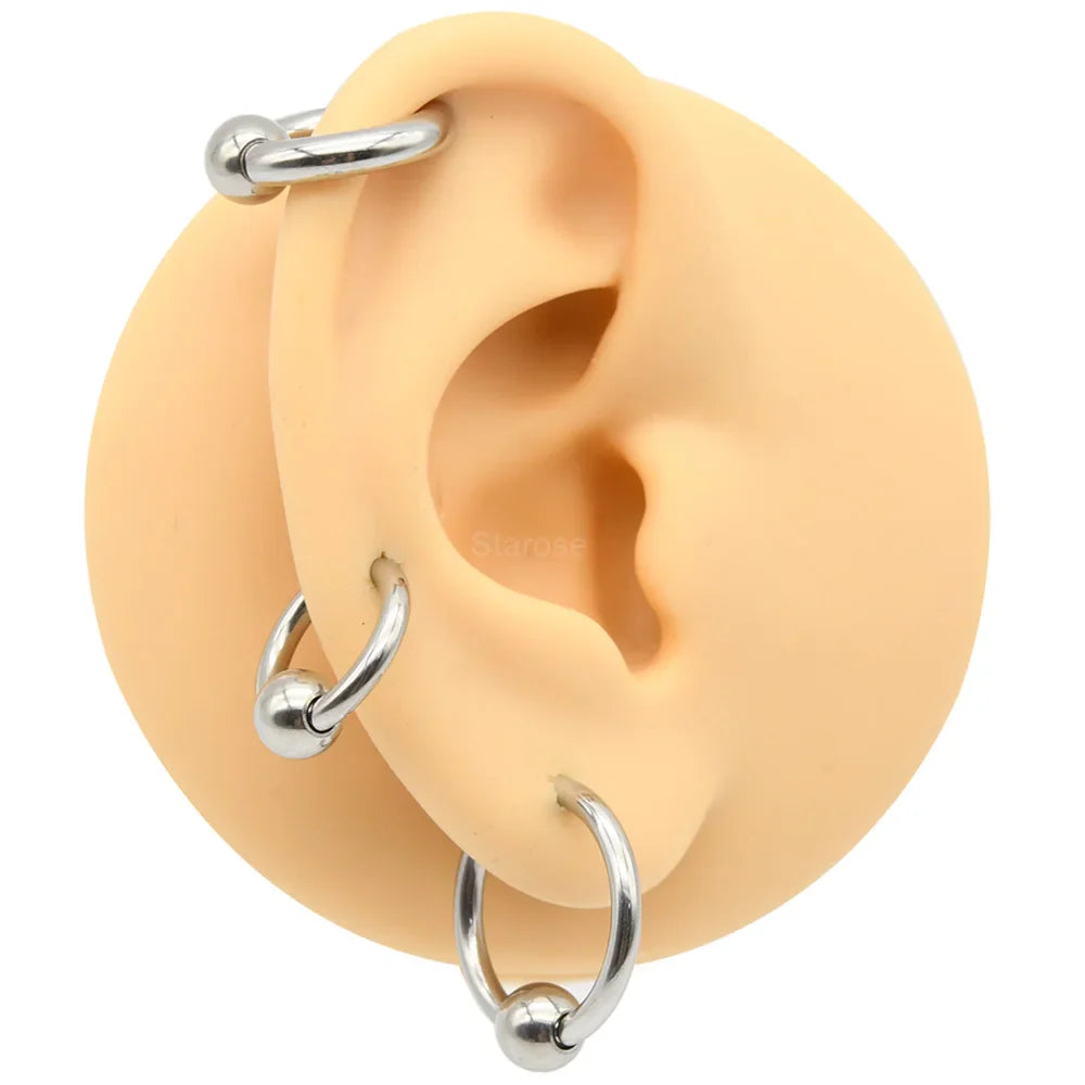 1Pc Large Gauges Stainless Steel CAPTIVE SPRING BEAD RING for Septum Piercing BCR Nose Ring Hoop Expander Earlobe Earrings 00G