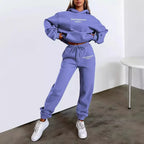 Autumn and Winter 2025 new women hooded sweatshirt + pants two-piece set, print outdoor woman pullover sportswear 2-pcs set