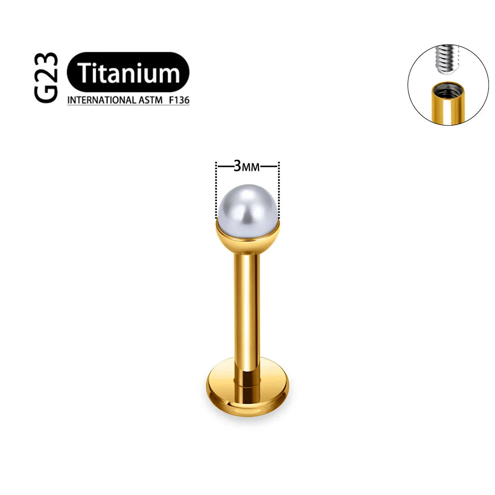 ASTM F136 Titanium 16G Bowl shaped Pearl Earring Helix Tragus Cartilage Stud Earlobe Lip Piercing Jewelry