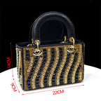 2025 Luxurious Italian Women's Party Shoes & Bag Set â€?Elegant Golden Rhinestone Spring/Summer Sandals with Pointed High Heels f