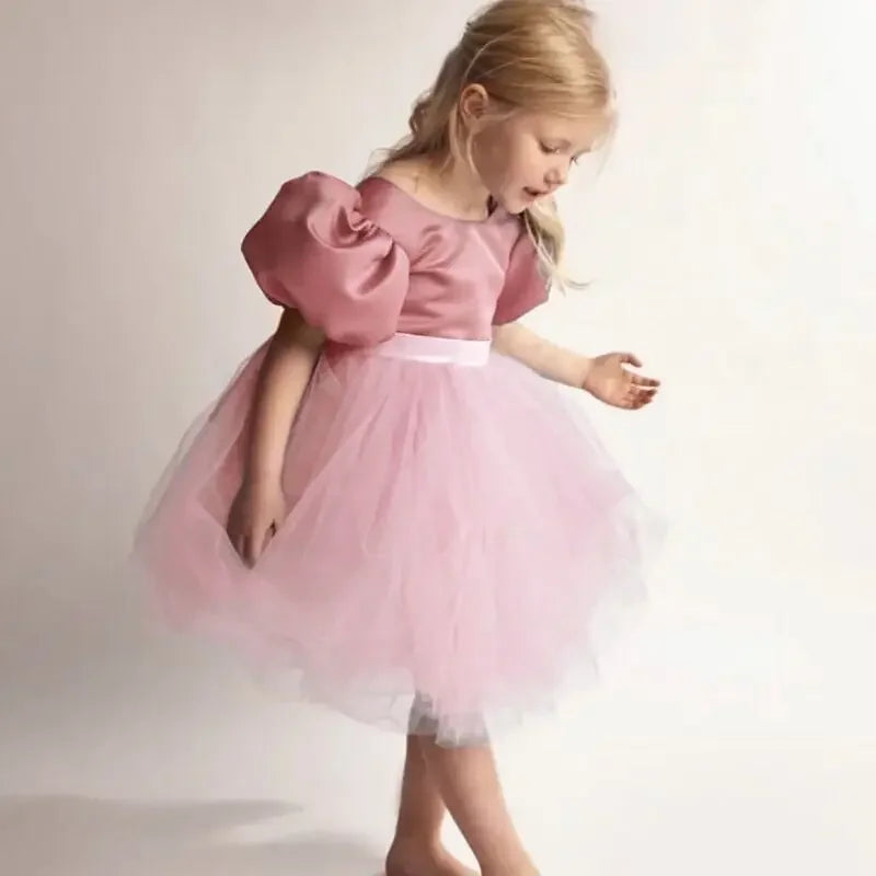 Elegant Girl Fluffy Dress Flower Baby Wedding Ceremony Costume Birthday Outfits White 1st Communion Tutu Gown Kids Gala Clothes