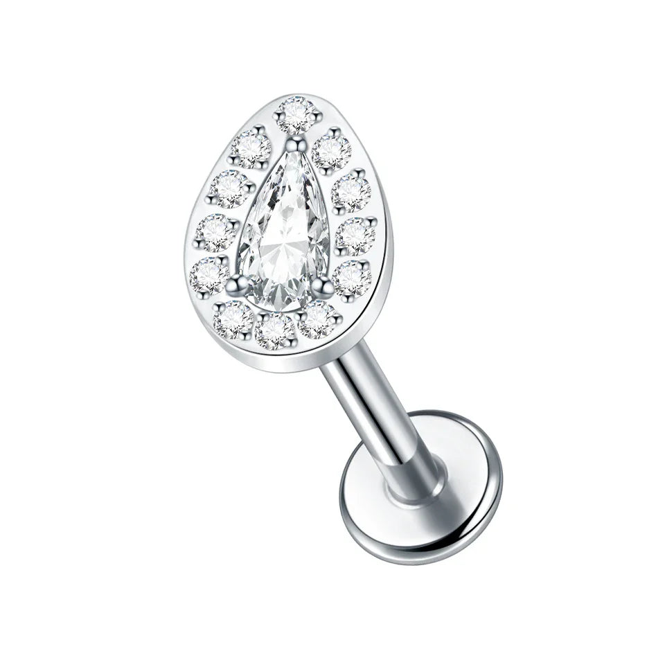 1PC Titanium Zircon Star Flower Labret Piercing for Women Cartilage Tragus Daith Helix Stud Earring Body Jewelry