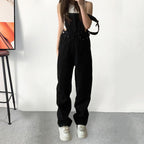 2023 Summer Black Jumpsuit Women Loose Dungarees Overalls Wide Leg Women Long Jumpsuit Ladies Overalls For Women